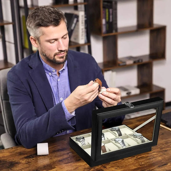 12X SLOTS LEATHER WATCH ORGANIZER