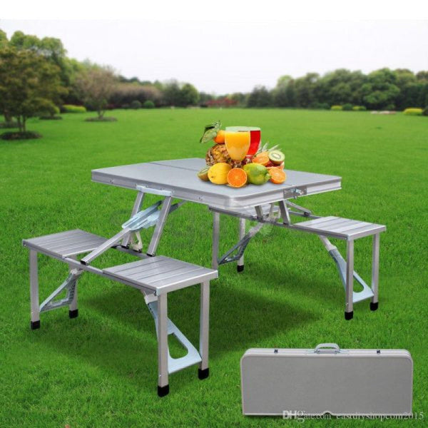 PORTABLE ALUMINUM PICNIC TABLE WITH 4 SEATS