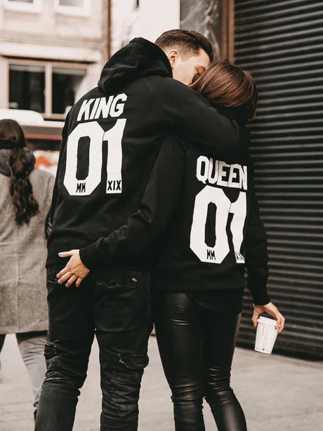 Premium Quality King Queen Number Couple Hoodie